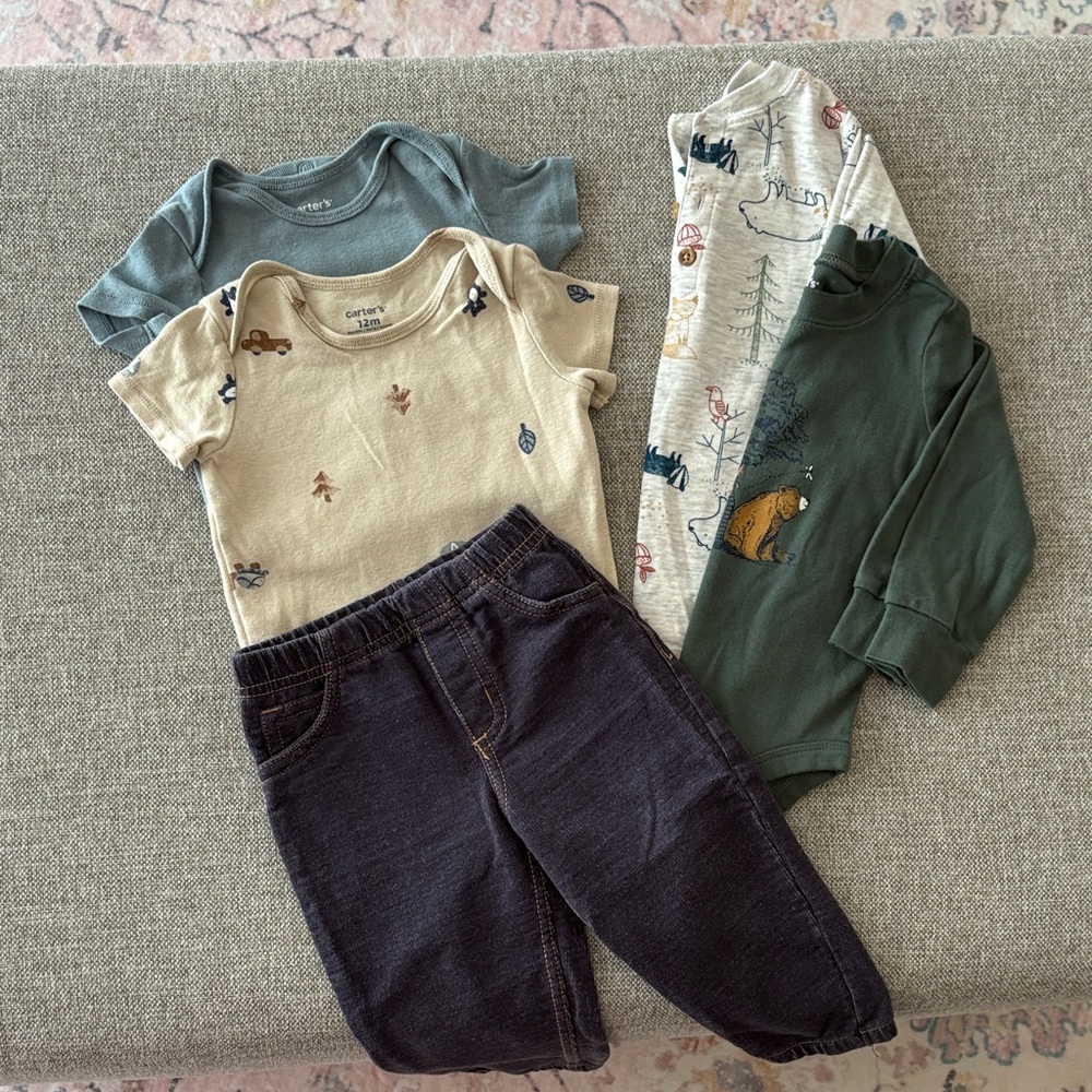 Carter’s Baby Boy 12 Month Shirt Set and Jeans Lot